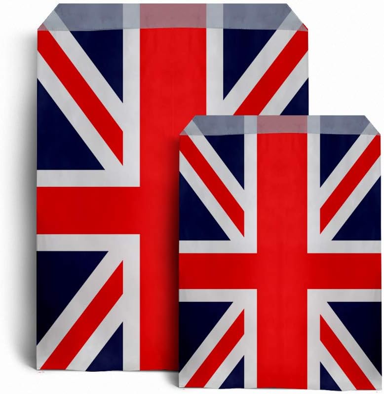 100 Union Jack Design Kraft Paper Sweet Bags 5" x 7" Favour Bags Party Bags
