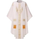 CAMDOM Catholic Priest Chasuble Church Mass Vestment Robe with Stole