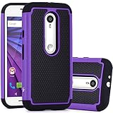 Moto G (3rd Gen) Case, LK [Shock Absorption] Hybrid Dual Layer Armor Defender Protective Case Cover for Motorola Moto G 3rd Generation 2015 (Purple)
