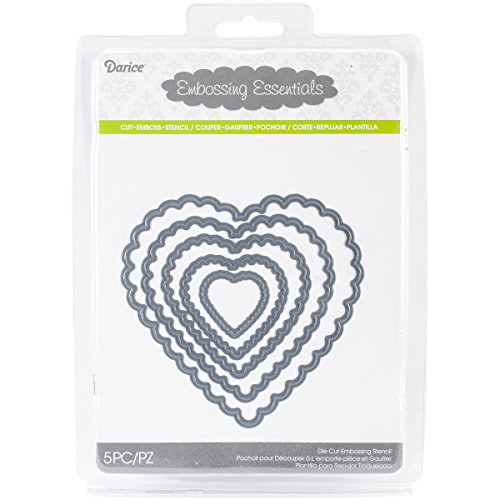 Darice Embossing Essentials Dies, Nesting Scallop Hearts, 5-Pack