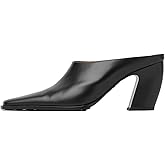 VivaLaver Womens Chunky Heeled Mules Closed Pointed Toe Clogs Backless Booties Slip on Mules Heels Pumps Black Size 8.5