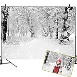 Mehofoto Winter Snowing Backdrops for Photography White Frozen Forest Background 7x5ft Christmas Vinyl Backdrops for Children Kids Photoshoot Home Party Decoration Photo Studio Props