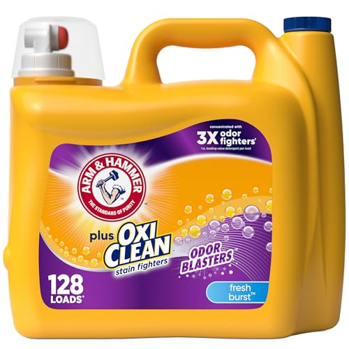 ARM & HAMMER PLUS OXICLEAN ODOR BLASTERS FRESH BURST, 128 LOADS LIQUID LAUNDRY DETERGENT, 166.5 FL OZ