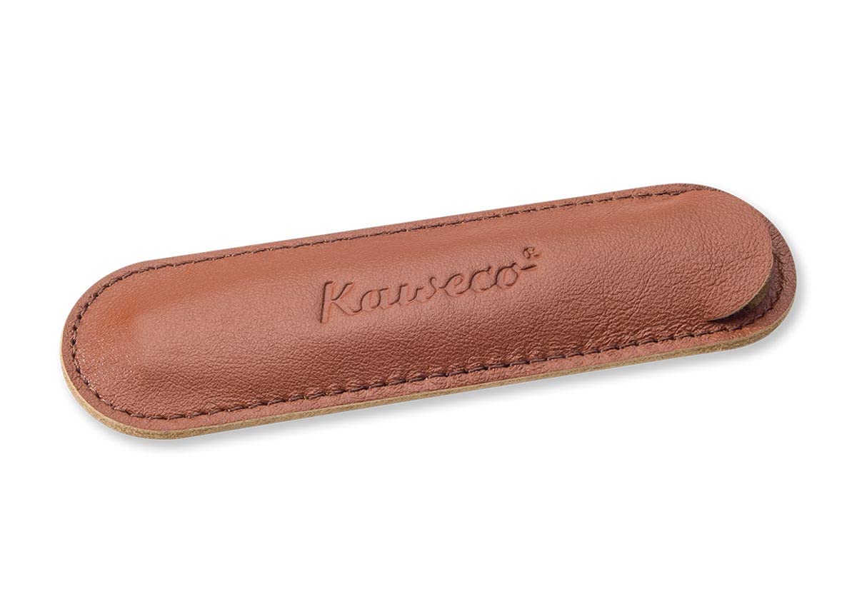 Kaweco Eco Leather 1 Pen Pouch Sport Brandy I Pencil Case Suitable for The Sport Series I Writing Case Made of Genuine Leather with Beautiful Embossing I Chic & Classic I 12 x 3.5 cm