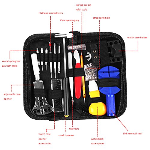 KSANA Watch Repair Kit 147 PCS Portable Professional Spring Bar Tool Set Watch Link Remover Band Pin Back Case Opener Tools Jewelry Repair kit With Carrying Case (Blue)