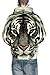 LEISUP Unisex Simulation Printed Galaxy Pocket Drawstring Hooded Sweatshirt White Tiger L