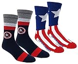 Marvel Mens Captain America Athletic Crew Socks 2 Pair Pack