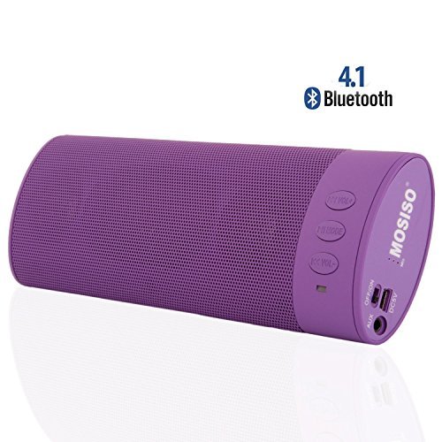 Mosiso Portable Rechargeable Wireless Speaker, Stereo Sound System with 20 Hour Battery Life, Light Purple