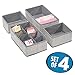 mDesign Soft Fabric Dresser Drawer and Closet Storage Organizer for Kids/Toddler Room, Nursery, Playroom, Bedroom - Textured Print - Organizing Bins in 3 Sizes - Set of 4 - Gray