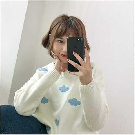 Amazon Co Jp Cxbh 女子ヴィンテージ カレッジルーズ雲のセーター韓国人女性パンク太い女性のためのかわいいルース原宿の服 色 白い サイズ One Size ホーム キッチン