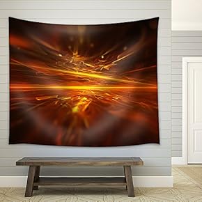 Fire Fractal Horizon Background - Fabric Wall Tapestry Home Decor - 51x60 inches