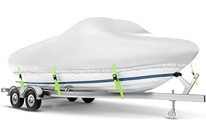 RZKHDZHM Boat Cover 24-26ft, Waterproof 900D Heavy Duty Boat Cover, PU Marine Grade Polyester Boat Covers 24-26ft, Fits 24-26ft Bass Boat, V-Hull, Tri-Hull, Runabout, Jon Boat, Fishing Boat Trailerable Boat