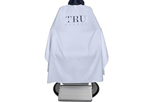 TRU BARBER Silicone Neck Cape, Lightweight and Waterproof, Professional Salon Cape with Snap Closure, 50" x 58" (White)