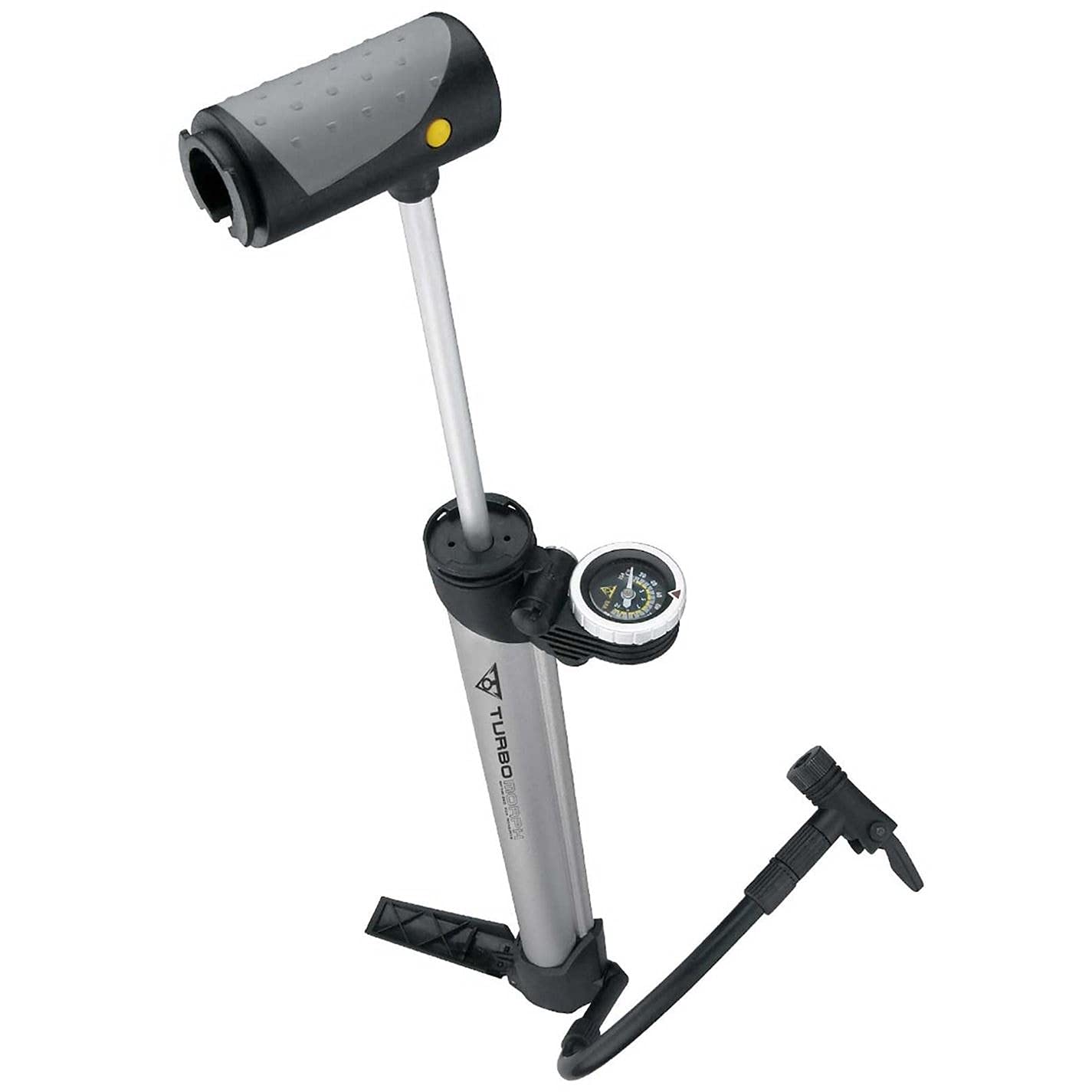 Topeak Turbo Morph Mini Floor Pump with Gauge, Silver Black