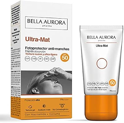 Ultra-Mat Protector Solar Facial SPF50 | Gel Antimanchas de Absorción Rápida | Control de Brillos y Acabado Mate | Piel Grasa y Mixta | 50 ml