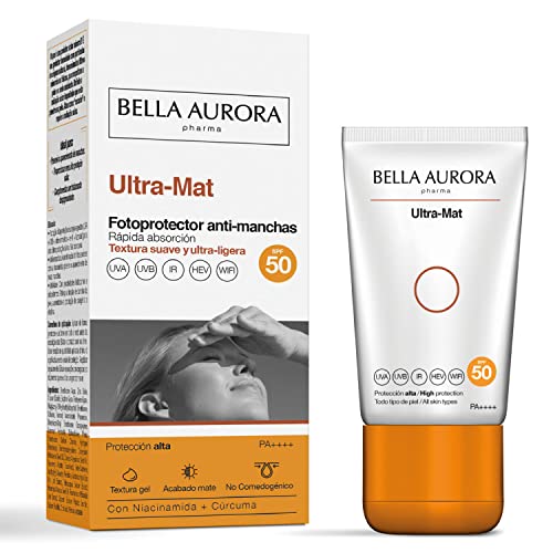 Ultra-Mat Protector Solar Facial SPF50 | Gel Antimanchas de Absorción Rápida | Control de Brillos y Acabado Mate | Piel Grasa y Mixta | 50 ml
