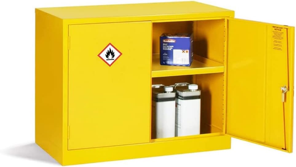 The Products Store Mini Flammable COSHH Cabinet Chemical Storage 1 Shelf Hi-Vis