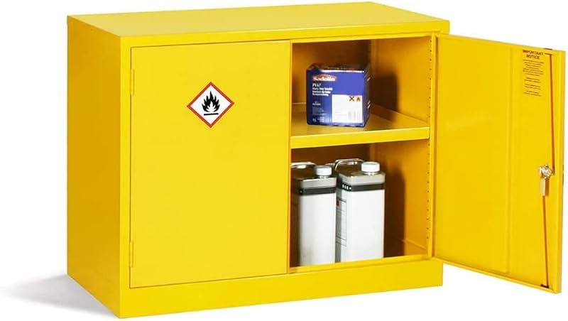 The Products Store Mini Flammable COSHH Cabinet Chemical Storage 1 Shelf Hi-Vis