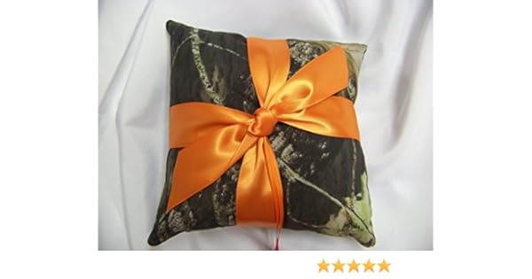 Amazon Com Camouflage Ring Bearer Pillow With Orange Knot Bow
