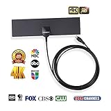 [2019 Latest] KINGELE HDTV Antenna,Indoor Digital TV Antenna (4K Ready/ATSC 3.0 Ready/VHF/UHF/35 Miles Range) and 10ft Coaxial Cable,Ultra Thin TV Antenna,Free Local HDTV Channels,10ft Coax Cable