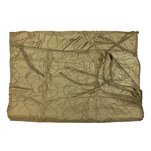 ProlineMax TAN 86''L x 58''W G.I Style Poncho Liner Blanket Sleeping Bag Liner Rip-Stop Nylon w/Pouch