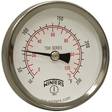 Winters TSW Series Aluminum Dual Scale Hot Water Thermometer, Dial Type, 2-1/2
