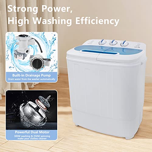 15LBS Portable Washing Machine with Draining Pump, Electric Mini Washer