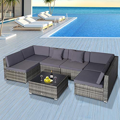 Outsunny 7Piece Patio Furniture Sets Outdoor Wicker Conversation Sets