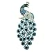 EVER FAITH Austrian Crystal Elegant Peacock Bird Animal Brooch Pendant Emerald Color Gold-Tone