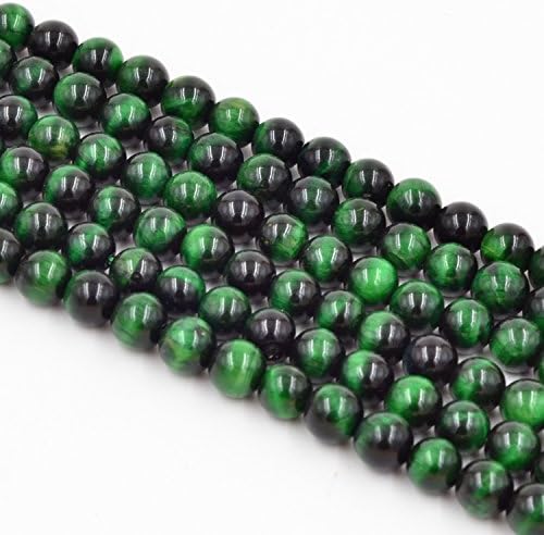 Asingeloo Natural Stone Beads for Jewelry Making Round Loose Spacer Beads 4mm 6mm 8mm 10mm 12mm Gemstones 15" a Strand Energy Power Healing Stone Gems Stone Loose Beads (10mm, Green Tiger Eye)