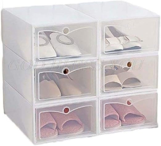 HJFGSAK Zapatero de plástico, 6 unidades, apilable, plegable