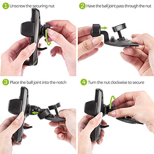 iKross Touch-Lock Universal CD Insert Slot Smartphone Cradle Mount Stand Phone Holder for iPhone X, 8 Plus, 8 iPhone 7, 7 Plus, Samsung Galaxy Note 8, Galaxy S8, S8+ and More