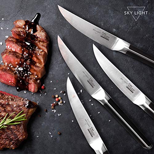 Steak Knives, SKY LIGHT 4.5 inch Non Serrated Steak Knife Set of 4