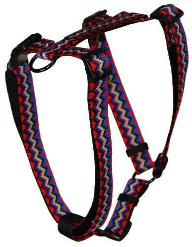 Hamilton Adjustable Comfort Nylon Dog Harness, Black Multi-Colored Weave Pattern, 5/8