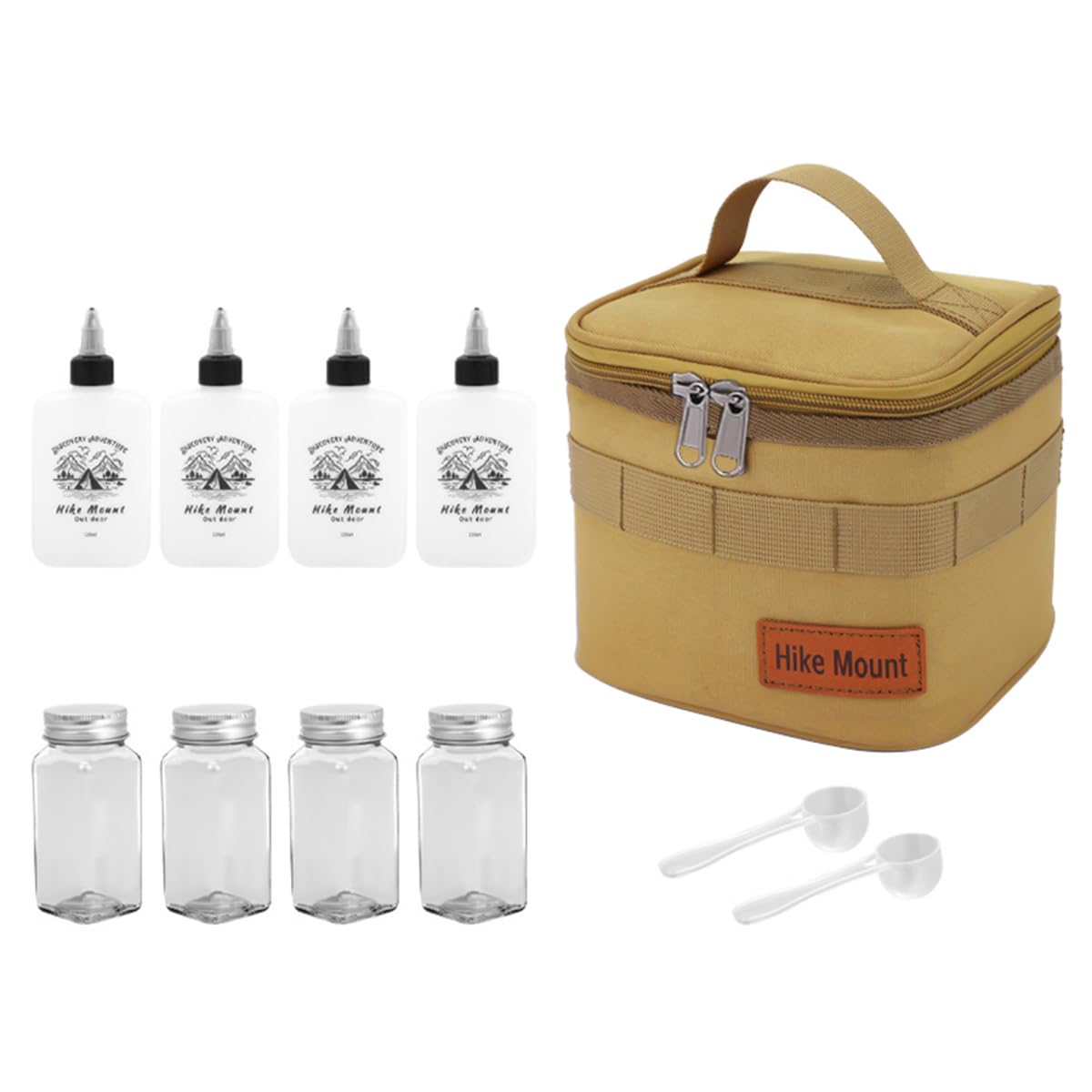 ZONADAH 11Pcs Backpacking Spice Kit Travel Spice Bottle Kit Outdoor Seasoning Bottle Set 120ML Oxford Cloth Bag Portable Spice Jar Kit for Travel Home Picnic BBQ