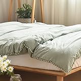 Amazon.com: White Pom-Fringe Duvet Cover Full Queen