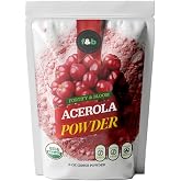 f&amp;b superfoods Pure Organic Acerola Cherry Powder Freeze Dried (8oz), Organic Vitamin C Powder for Immune System Booster, Smoothie, Cherry Juice, acerola Vitamin c Bulk Powder, Brazil Origin.
