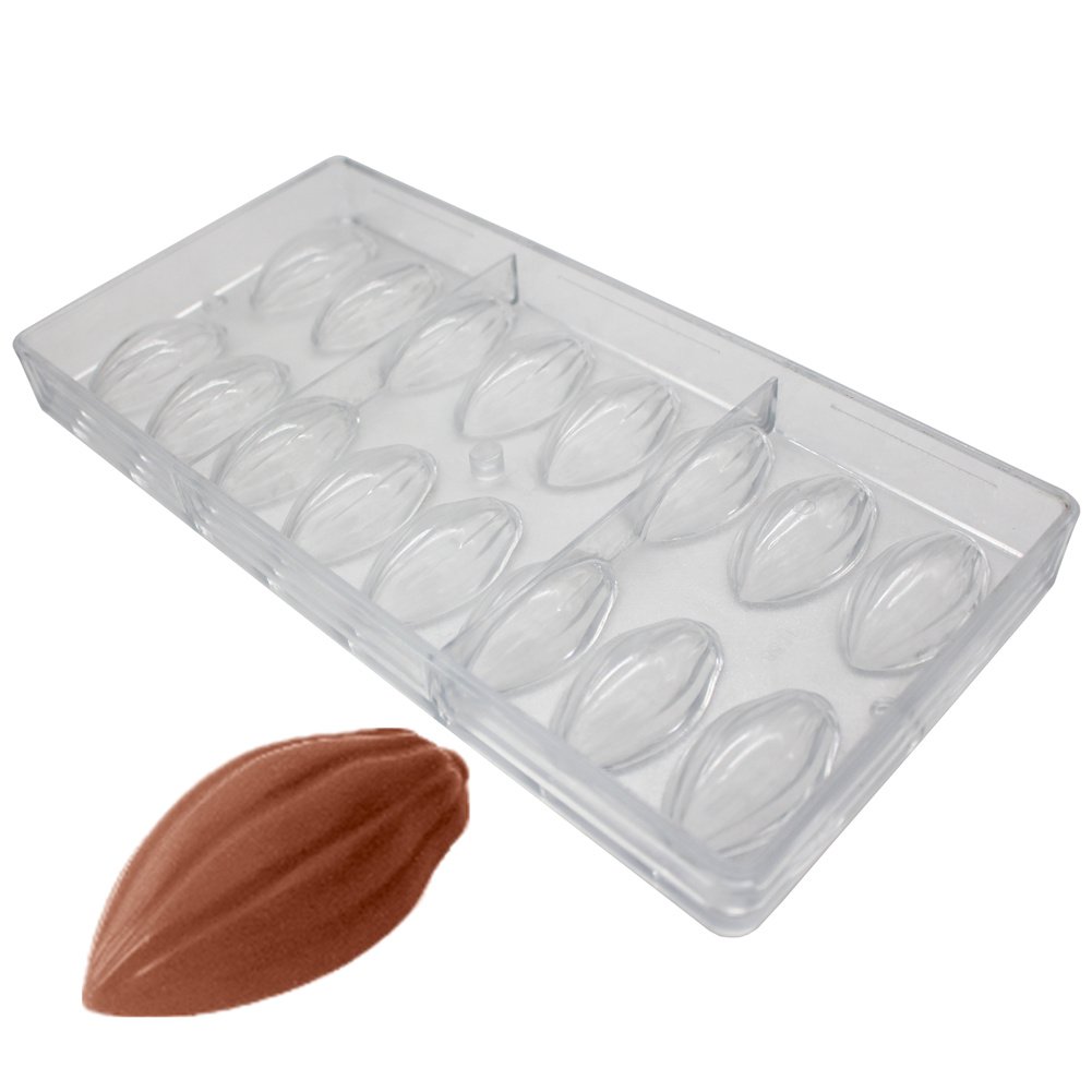 Goldbaking Cocoa Pod Chocolate Mold Nut Polycarbonate Chocolate Mould 16 Forms