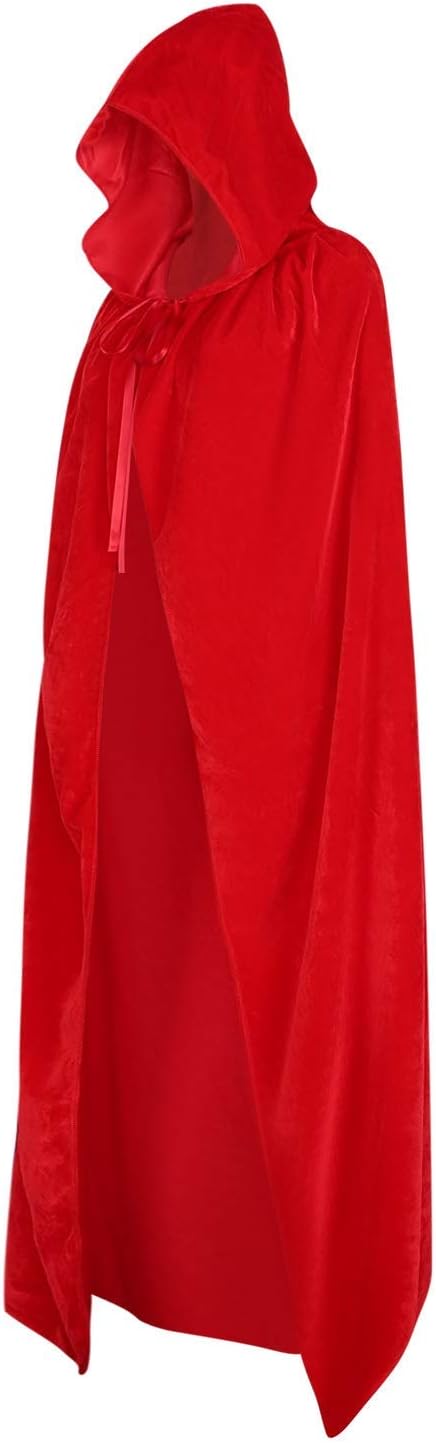 IBLUELOVER Halloween Hooded Cloak Velvet Medieval Devil Vampire Wizard Cosplay Tunic Death Long Gothic Cape Knight Fancy Dress Musical Prince Renaissance Hooded Coat Christmas Cool Costume