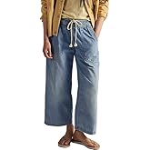 Mxiqqpltky Y2K Drawstring Jeans Women Casual Elastic Waist Stretch Baggy Cropped Denim Pants Vintage Boyfriend Wide Leg Jeans