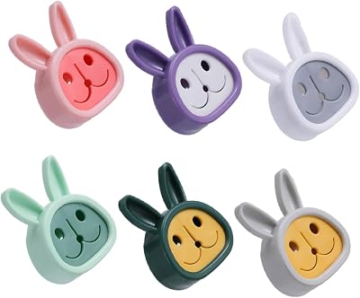 COLLBATH 6pcs Cartoon Towel Hook Rack Self-Adhesive for Home & Kitchen