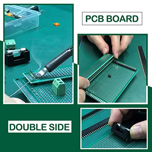 Moi Doi Double Sided PCB Board Prototype Kit,Universal Printed Circuit Board,Prototype Paper PCB Universal Experiment Matrix Circuit Board Kit,for DIY Soldering and Electronic Project,136 Pcs
