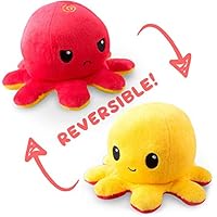 TeeTurtle | The Original Reversible Octopus Plushie | Patented Design | Red and Yellow | Show your mood without saying a…