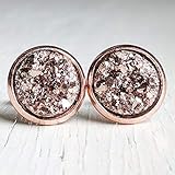 Rose Gold on Rose Gold - Druzy Stud Earrings - Hypoallergenic Posts