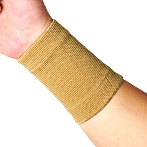 Happywendy Elastic Wrist Compression Band - 4.3" Nylon Wrist Support Wrap Brace Sleeves - Arthritis Tennis Gym Sports Protector 1 Pair Black (Khaki)