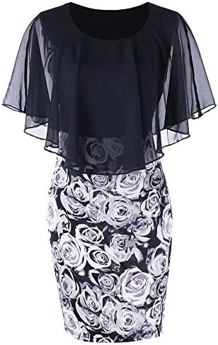 Women's Plus Size Lace Patchwork Half Sleeve Midi Dress Elegant Mother of Bride Party Dresses Knee Length Dress