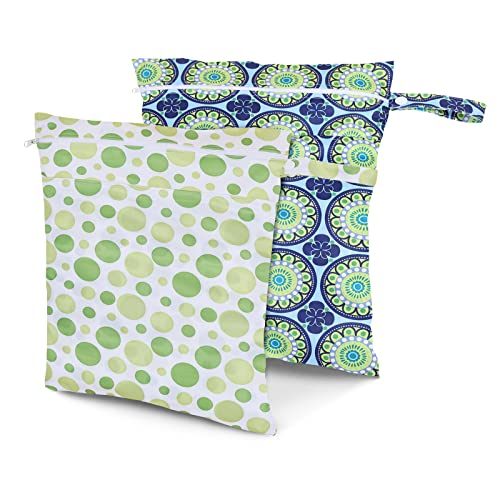 TDIAPERS Baby Cloth Diaper Wet Dry Bags with Two Zippered Pockets