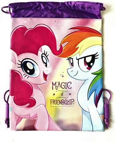 Drawstring Backpack Gym School Bag Authentic Licensed Disney PIXAR Nickelodeon Cartoon Character (My Little Pony Purple)