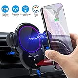 [Upgrade] Wireless Car Charger Mount-Triangle Linkage Automatic Clamping 10W Qi Fast Charging Air Vent Phone Holder,Infrared Sensing Compatible with iPhone 11 Pro Max Xs XR X 8,Samsung S10 S9 Note 10