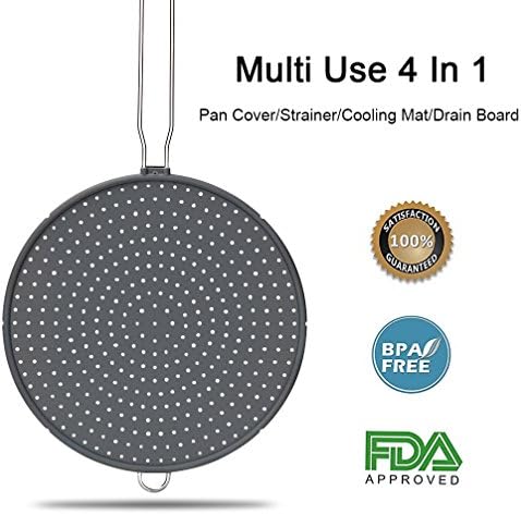 Silicone Splatter Screen 11" - High Heat Resistant Oil Splash Guard, Pan Cover Mesh, Heat Insulation Cooling Mat, Drain Cover, Strainer for Frying Pan and Cooking